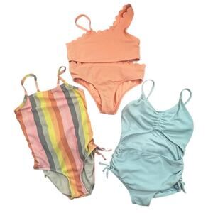Jessica Simpson Art Class Girls Swimsuit Bundle Scalloped Striped
